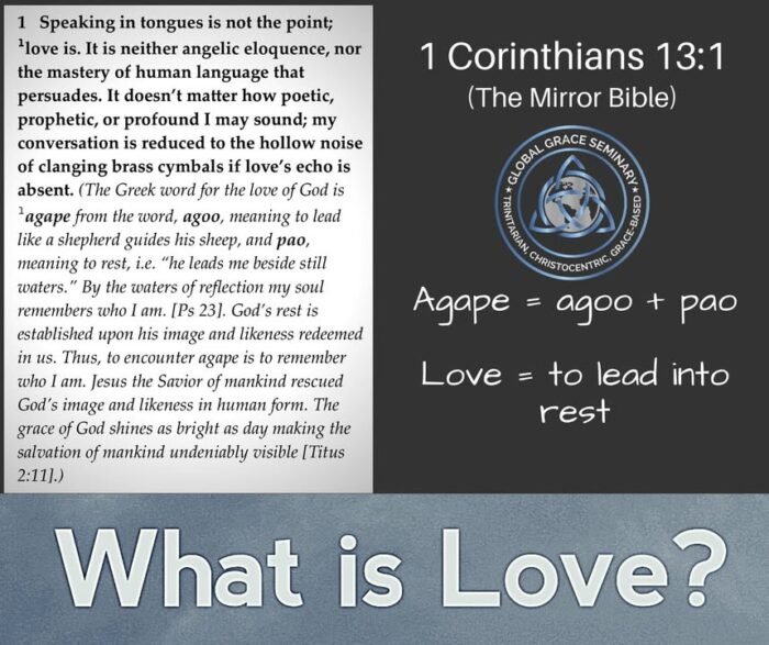 Oh how we have missed the simplicity of Trinity’s Love!

#agapelove
#agape
#Godislove
#GlobalGrace
#mirrorbible
